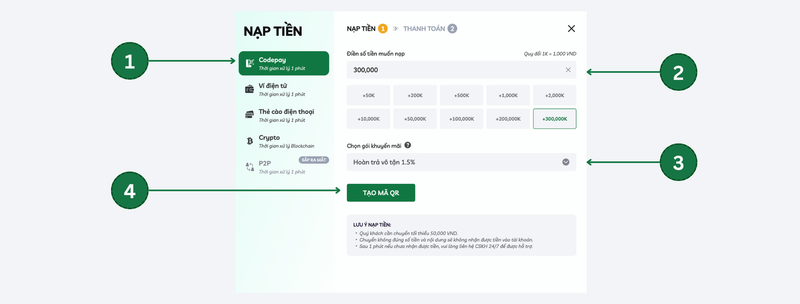 Nạp tiền codepay qua febet